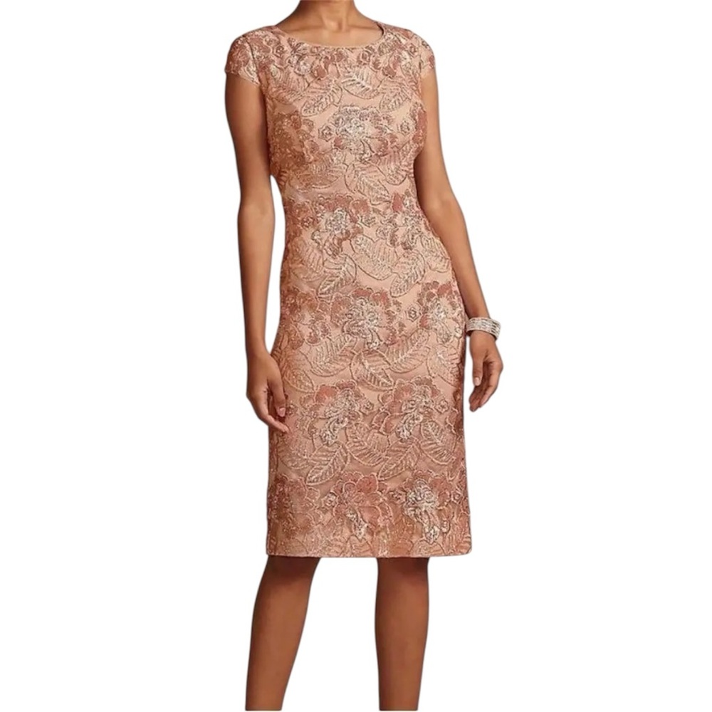 Alex Evenings Rose Gold Lace Sheath Dress